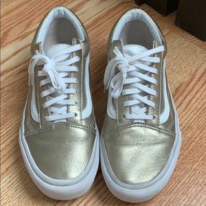 Women’s gold platform vans